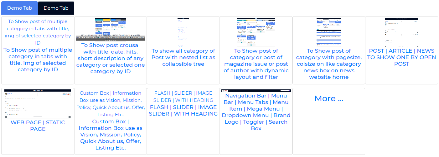 To Show post of multiple category in tabs with title, img of selected category by ID